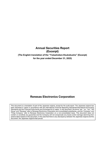 Thumbnail Renesas Electronics
 Annual Report 2025
