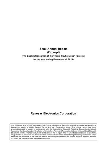 Thumbnail Renesas Electronics
 Half-year Report 2024-h1