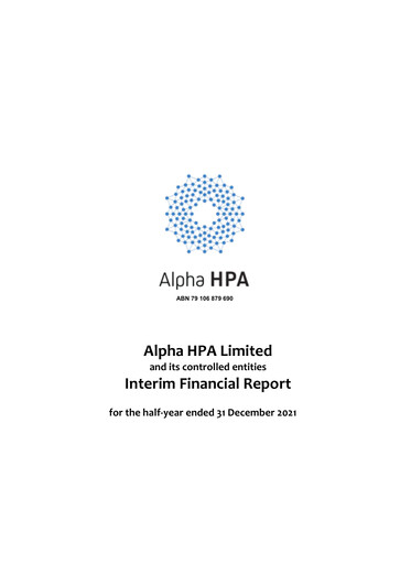 Thumbnail Alpha HPA Limited Financial Report 2022-h1
