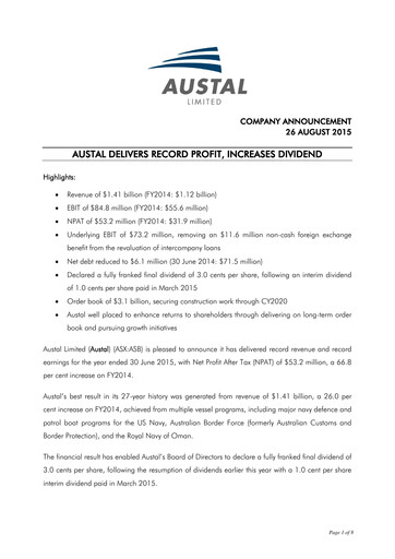 Vorschaubild Austal Limited Finanzbericht fy2015
