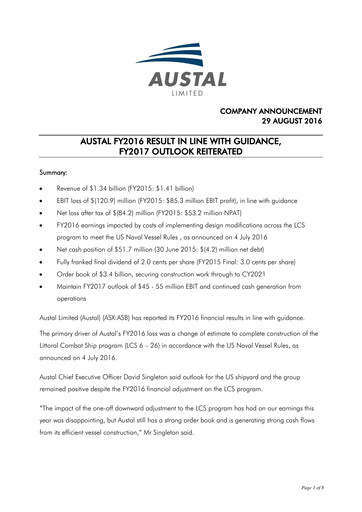 Vorschaubild Austal Limited Finanzbericht fy2016