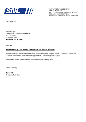 Thumbnail Supply Network Limited Financial Statement 2012