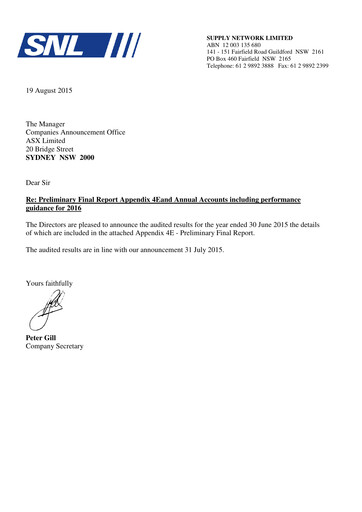 Thumbnail Supply Network Limited Financial Statement 2015