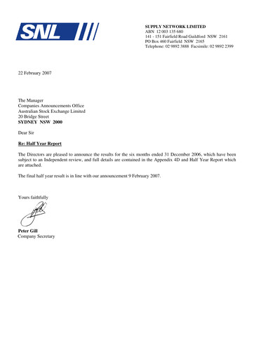 Thumbnail Supply Network Limited Half-year Report 2006-h2