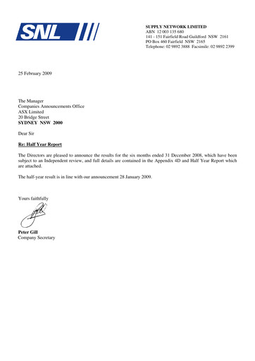 Thumbnail Supply Network Limited Half-year Report 2008-h2