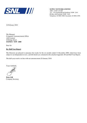 Thumbnail Supply Network Limited Half-year Report 2009-h2