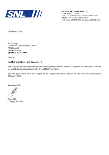 Thumbnail Supply Network Limited Half-year Report 2013-h2