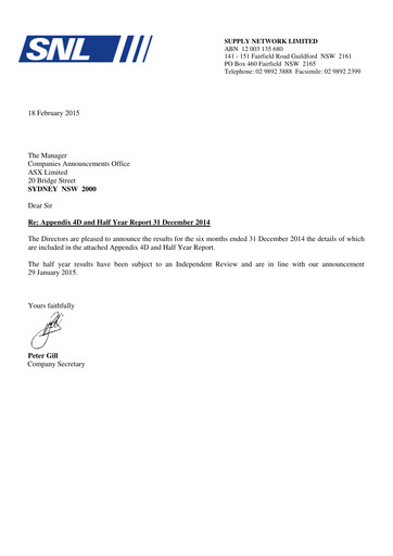 Thumbnail Supply Network Limited Half-year Report 2014-h2