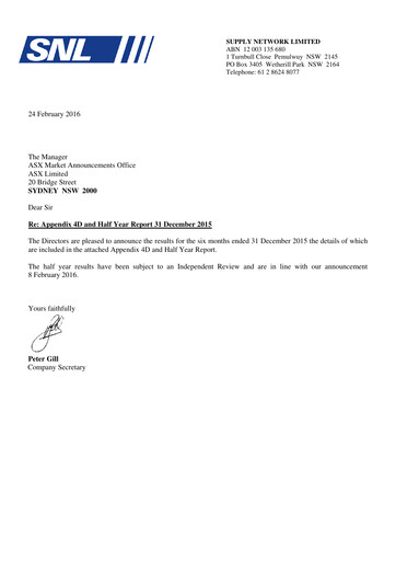 Thumbnail Supply Network Limited Half-year Report 2015-h2