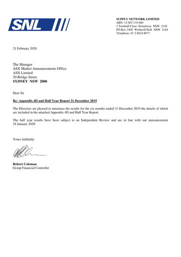 Thumbnail Supply Network Limited Half-year Report 2019-h2