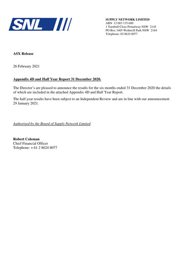 Thumbnail Supply Network Limited Half-year Report 2020-h2