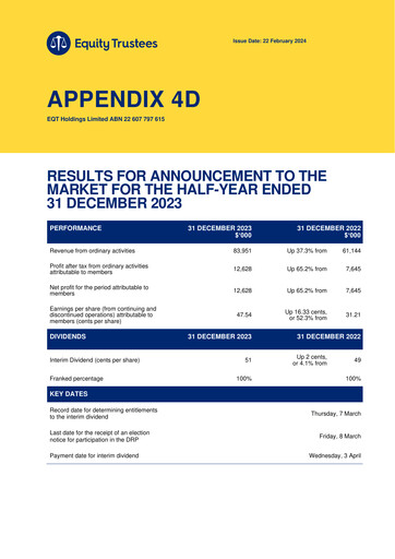 Thumbnail EQT Holdings Limited Half-year Report 2024-h1