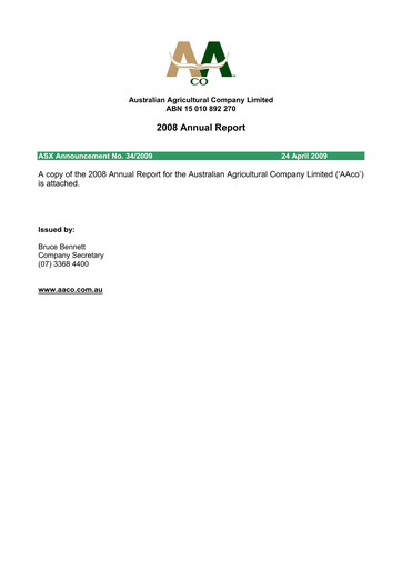 Vorschaubild Australian Agricultural Company Jahresbericht 2008