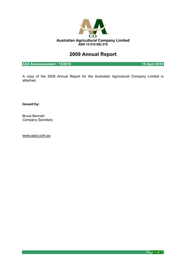 Vorschaubild Australian Agricultural Company Jahresbericht 2009