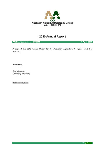 Vorschaubild Australian Agricultural Company Jahresbericht 2010