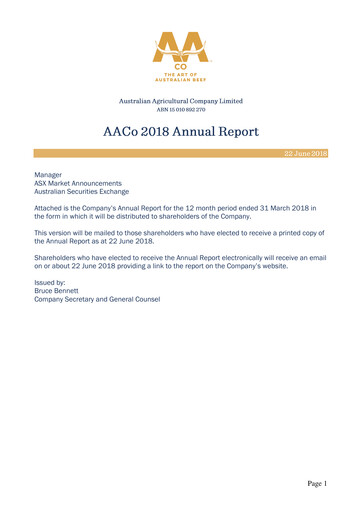 Vorschaubild Australian Agricultural Company Jahresbericht 2018