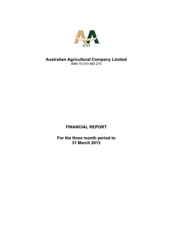 Thumbnail Australian Agricultural Company Financial Report 2013