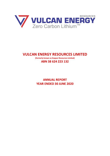 Thumbnail Vulcan Energy Resources Annual Report 2020