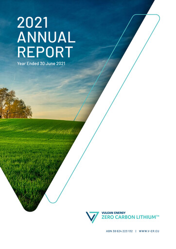 Thumbnail Vulcan Energy Resources Annual Report 2021