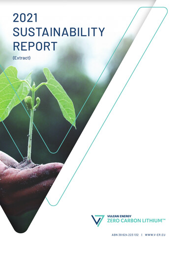 Thumbnail Vulcan Energy Resources Sustainability Report 2021