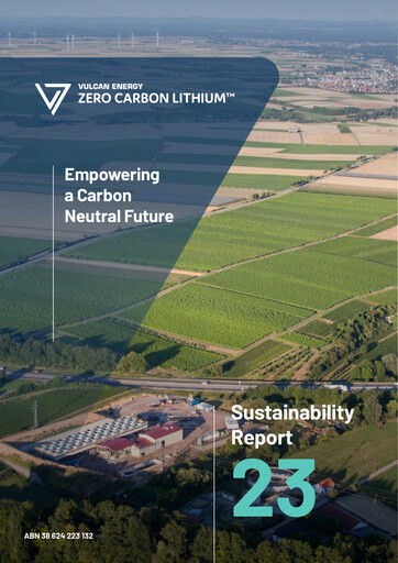 Thumbnail Vulcan Energy Resources Sustainability Report 2023