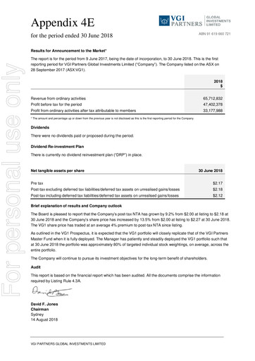 Thumbnail VGI Partners Global Investments Annual Report 2018