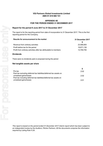Thumbnail VGI Partners Global Investments Financial Report 2018-h1