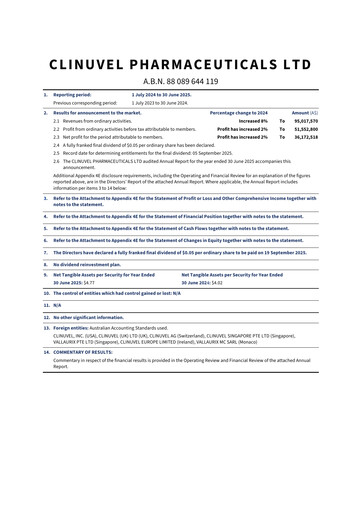 Thumbnail Clinuvel Pharmaceuticals Annual Report 2025