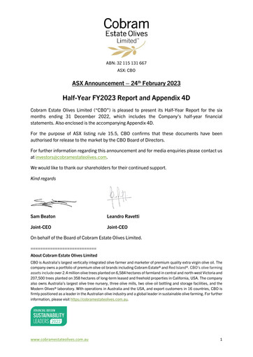 Thumbnail Cobram Estate Olives Financial Report 2023-h1