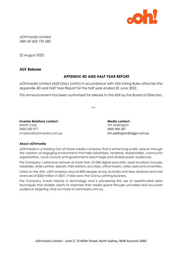 Thumbnail oOh!media Limited Half-year Report 2022-h1