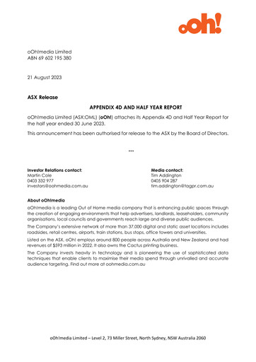 Thumbnail oOh!media Limited Half-year Report 2023-h1