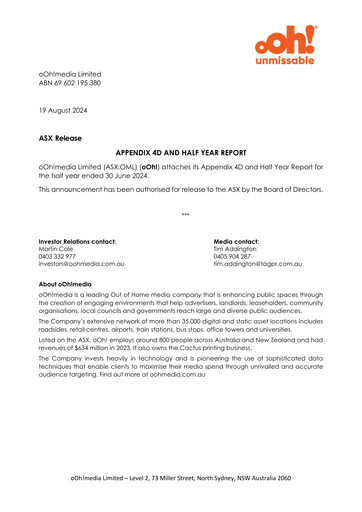 Thumbnail oOh!media Limited Half-year Report 2024-h1