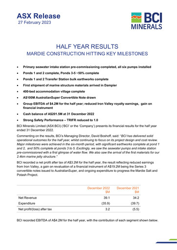 Thumbnail BCI Minerals Limited Half-year Report 2023-h1