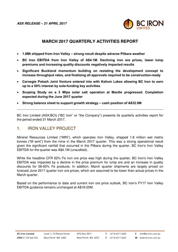 Thumbnail BCI Minerals Limited Quarterly Report 2017-q1