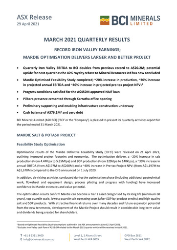 Thumbnail BCI Minerals Limited Quarterly Report 2021-q1
