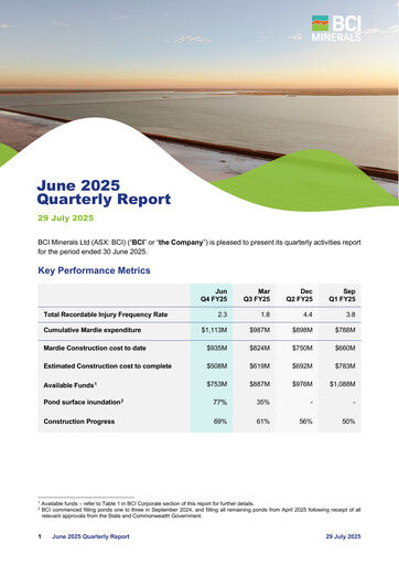 Thumbnail BCI Minerals Limited Quarterly Report 2025-q4