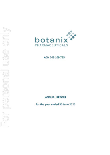 Thumbnail Botanix Pharmaceuticals Annual Report 2020