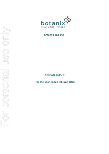 Thumbnail Botanix Pharmaceuticals Annual Report 2022