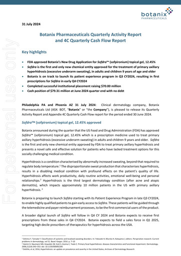 Thumbnail Botanix Pharmaceuticals Quarterly Report 2024-q4