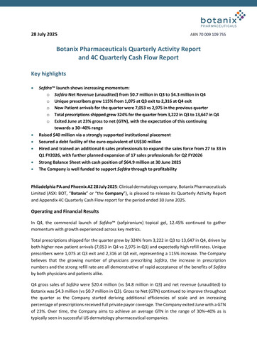 Thumbnail Botanix Pharmaceuticals Quarterly Report 2025-q4