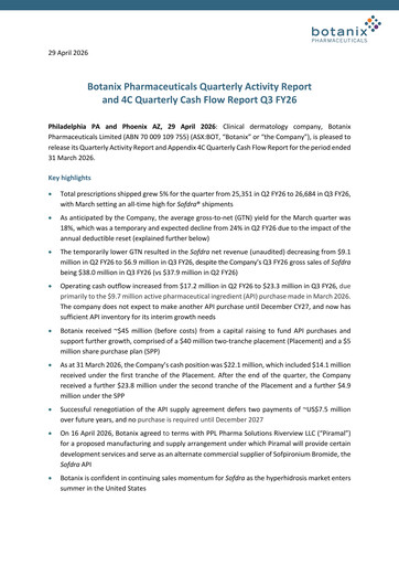 Vorschaubild Botanix Pharmaceuticals Quartalsbericht 2026-q3