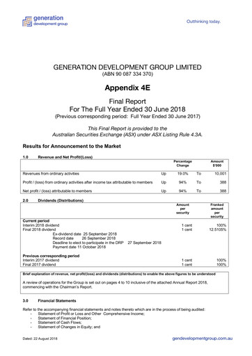 Thumbnail Generation Development Group Annual Report 2018