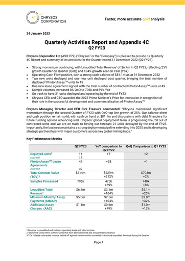 Thumbnail Chrysos Corporation Limited Quarterly Report 2023-q2