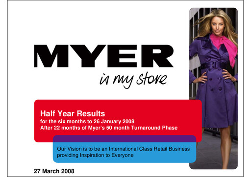Thumbnail Myer Holdings Half-year Report 2008-h1
