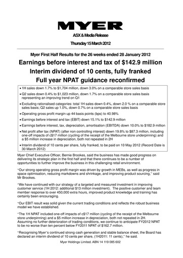 Thumbnail Myer Holdings Half-year Report 2012-h1