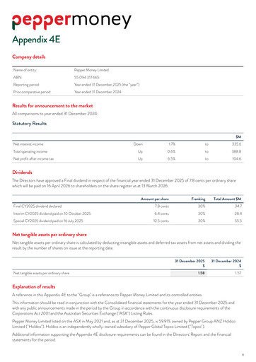 Thumbnail Pepper Money Limited Annual Report 2025