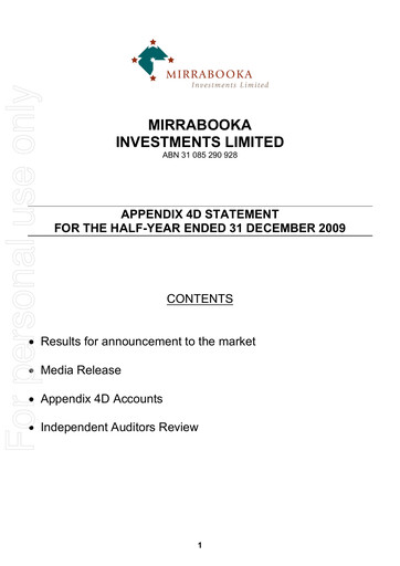 Thumbnail Mirrabooka Investments Limited Financial Statement 2010-h1