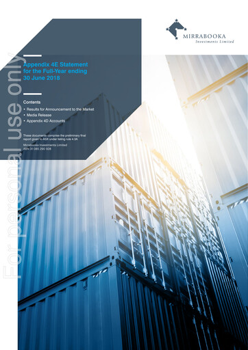 Thumbnail Mirrabooka Investments Limited Financial Statement 2018