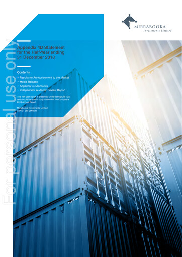 Thumbnail Mirrabooka Investments Limited Financial Statement 2019-h1