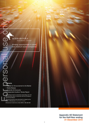 Thumbnail Mirrabooka Investments Limited Financial Statement 2020-h1